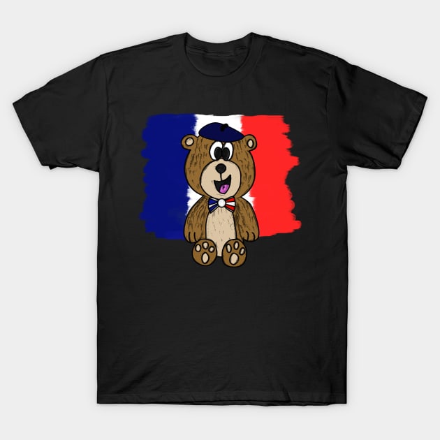 Bastille Day 14 July French Bear Tricolore Funny T-Shirt by doodlerob